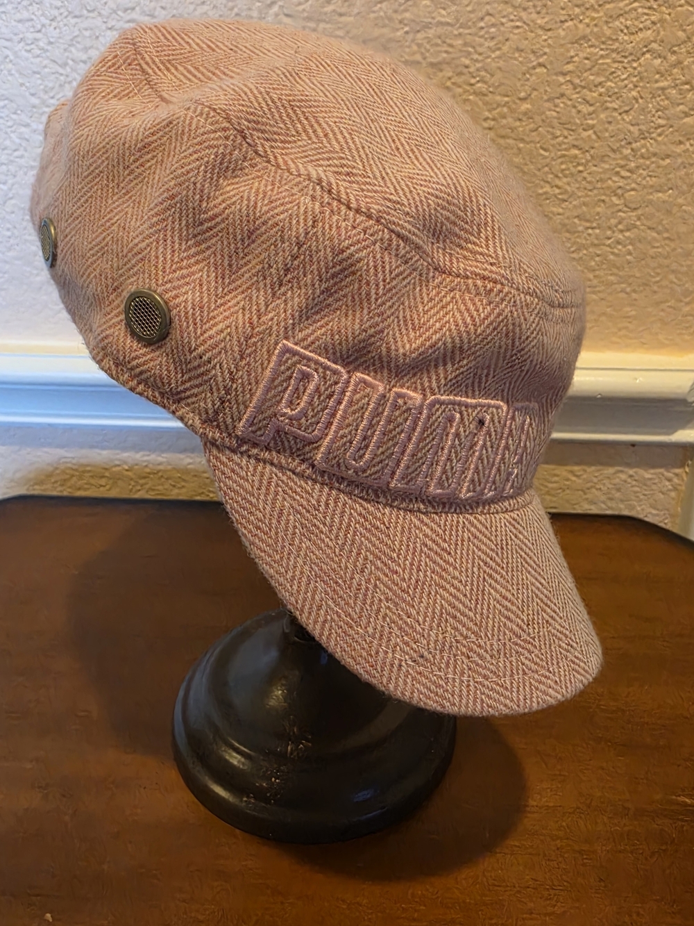 PUMA Pink Herringbone Newsboy Cap